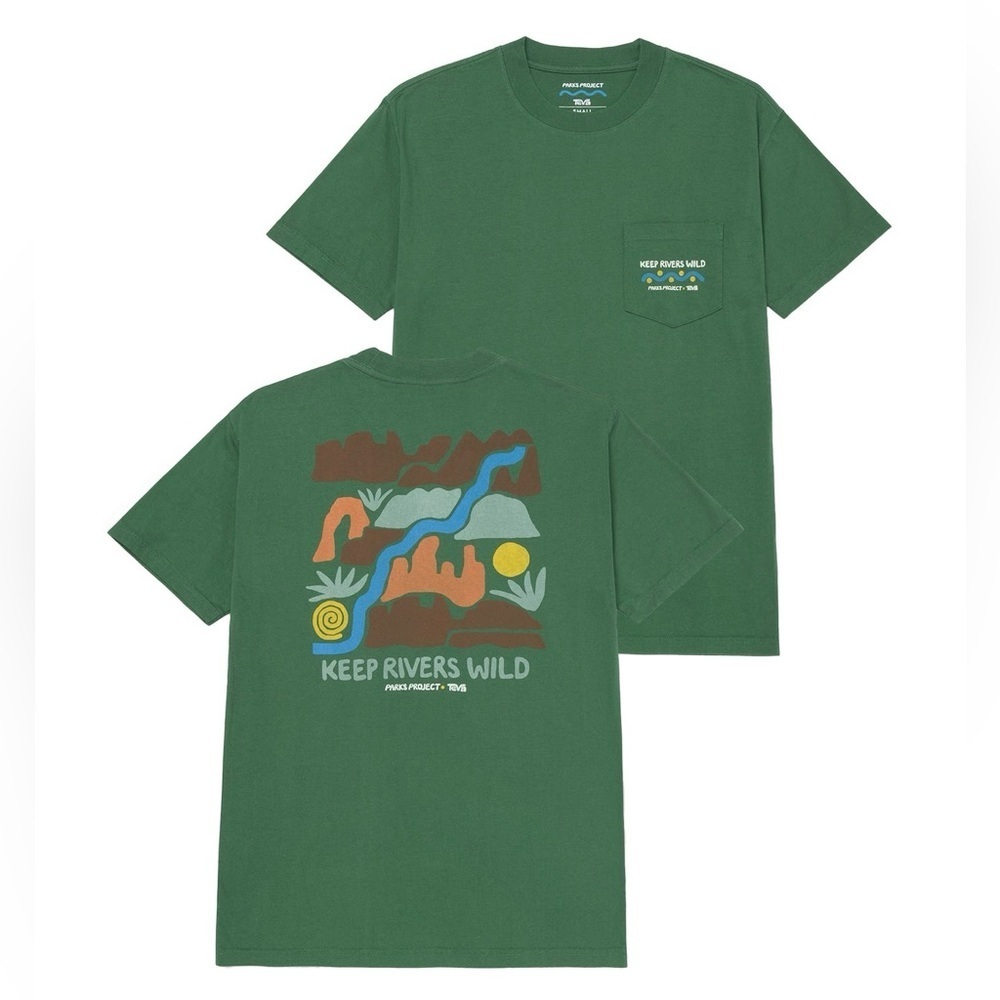 Teva X Parks Project Wild Rivers Pocket Tee T-Shirt Green NWT